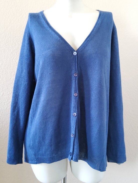 Eileen Fisher Sweaters - Eileen Fisher 100% Organic Linen Cardigan Sweater Top Blue Size 1X EUC